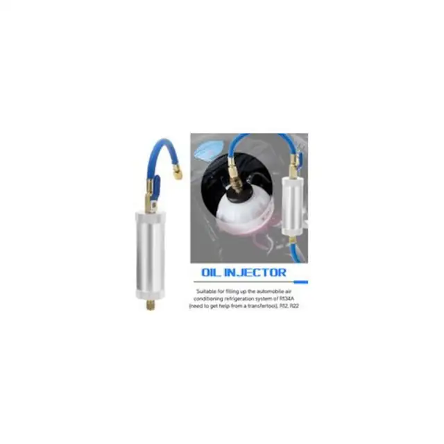Injector ulei pentru aer conditionat, 2oz, 1/4" filet, metal, argintiu-auriu-albastru, 375mm