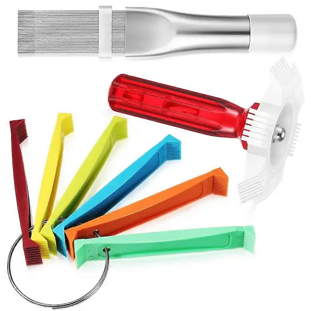 Set 3 piese perii curatare aer conditionat, plastic metal, multicolor
