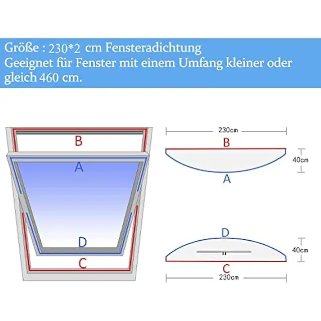 Etansare fereastra pentru aer conditionat mobil, 2x230cm, impermeabil, reutilizabil, negru, max 460cm