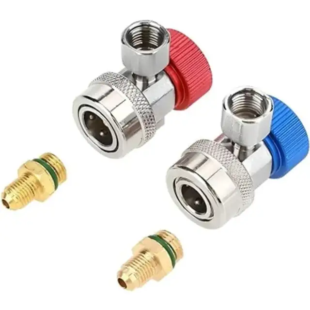Adaptor rapid R134A pentru aer conditionat auto, set 2 piese, rosu-albastru, 6.8x1x1cm