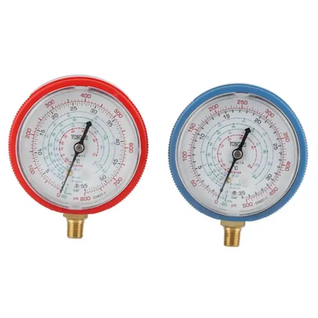 Manometru presiune aer conditionat set, rosu-albastru, 7.5x3cm