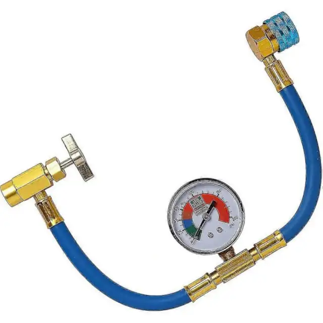Set furtun service aer conditionat, manometru, metal, albastru, 39cm