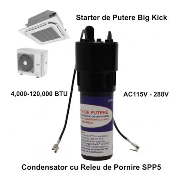 Condensator cu Releu de Pornire, Starter de Aer Conditionat AC-SPP5 / 4000-120000BTU