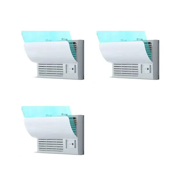 Set 3 bucati, deflector pentru aer conditionat universal, reglabil, din PVC, previne suflare directa a aerului rece, alb, 3 x 53 x 27 cm