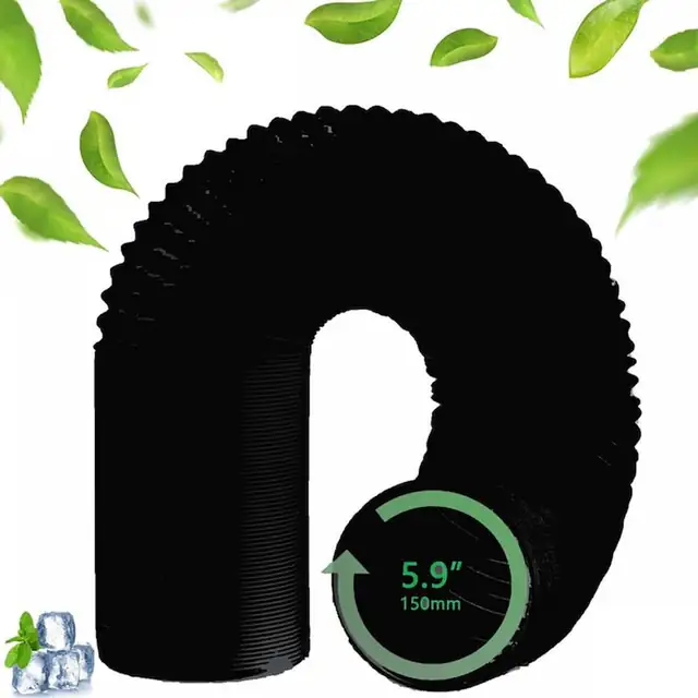 Furtun evacuare aer conditionat O150 mm, tub evacuare din PVC flexibil, lungime 2 m, pentru aer conditionat portabil, negru, 1 buc