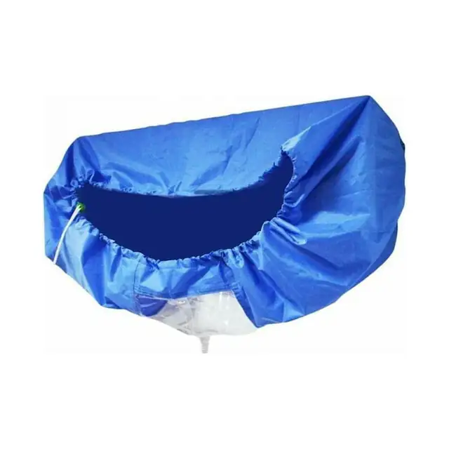 Husa de curatare/protectie pentru aer conditionat portabil, impermeabila, cu snur de strangere si orificiu de scurgere cu furtun, albastru, 1 buc