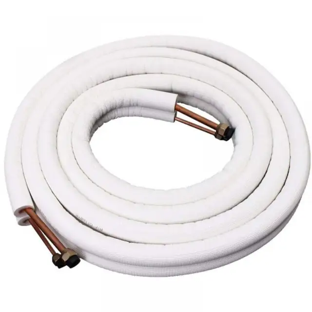 Tub/teava cupru pentru aer conditionat, cupru si aliaj de aluminiu, racorduri preasamblate, rezistent la temperaturi ridicate, diametru 1/4 si 3/8, Alb, 5 m