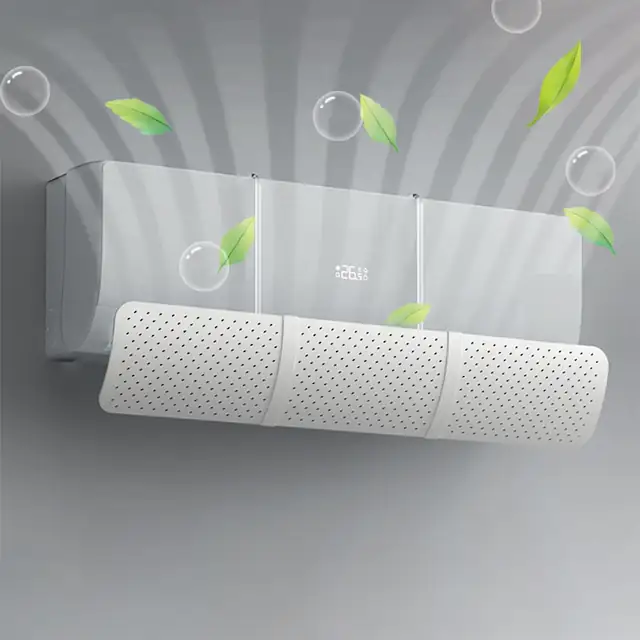 Deflector pentru aer conditionat universal pliabil 3P, reglabil unghi, extensibil pana la 90 cm, montaj fara gaurire, alb, 1 buc