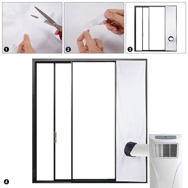 Kit etansare pentru aer conditionat Universal, banda din poliester, flexibila si rezistenta la intemperii, pentru aer conditionat portabil si de fereastra, alb, 2 m