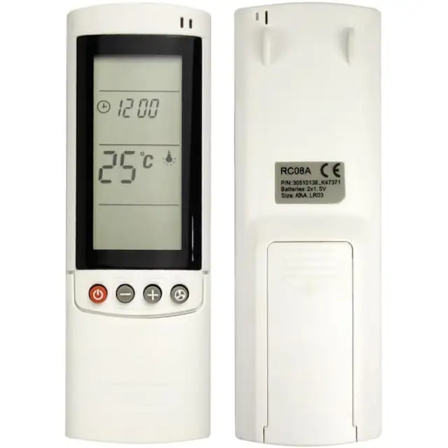 Telecomanda/remote compatibila RC08A pentru aer conditionat, pompe de caldura si invertoare, control la distanta 10 m, ecran LCD, ABS, Alb, 1 buc