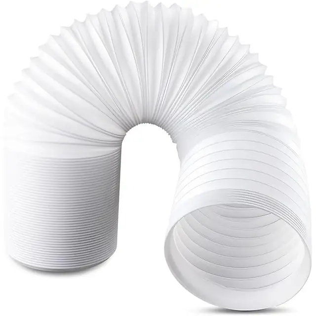 Furtun evacuare/tub pentru aparat aer conditionat portabil, 130 mm, extensibil 30-150 cm, din polipropilena cu inel din otel, cu filet sens invers, Alb, 1 buc