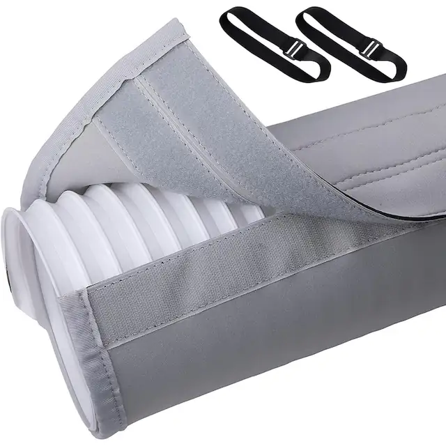 Husa pentru furtun aer conditionat portabil, maneca izolatoare din neopren, izolare termica si economisire energie, universal 150 x 50 cm pentru furtun diametru 5-6 inch, cu Velcro, lavabil, Gri, 1 buc.