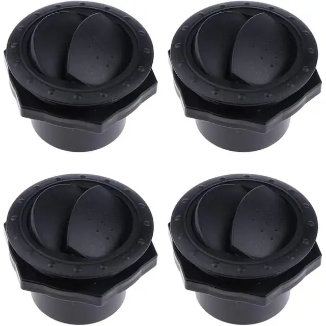 Set 4 grile ventilatie rotunde negru 10x10cm pentru aer conditionat auto barca yacht camper