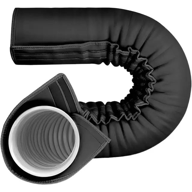 Husa pentru furtun aer conditionat, protectie tub evacuare izolanta, compatibil 5/5.9 inch, rezistenta la apa, usor de instalat cu velcro, Negru, 59.06x19.69x0.39in