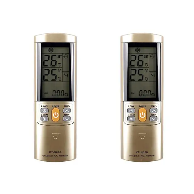 Set 2 bucati, telecomanda universala aer conditionat KT-N828, compatibila cu peste 2000 modele, design intuitiv, ABS, auriu
