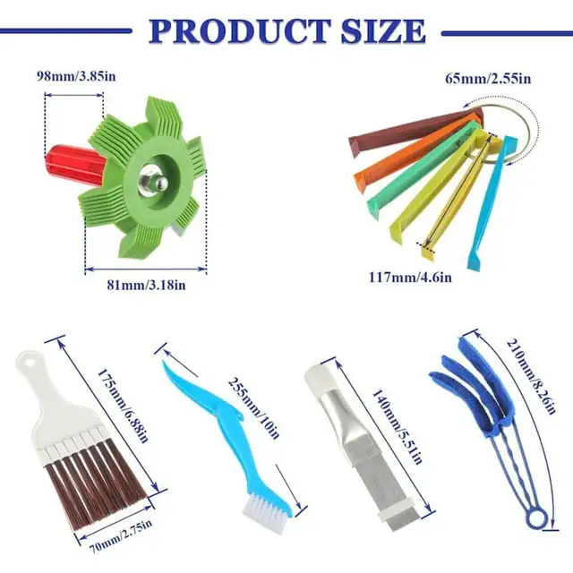 Set 6 piese pentru curatare aripioare aer conditionat, accesorii, multicolor