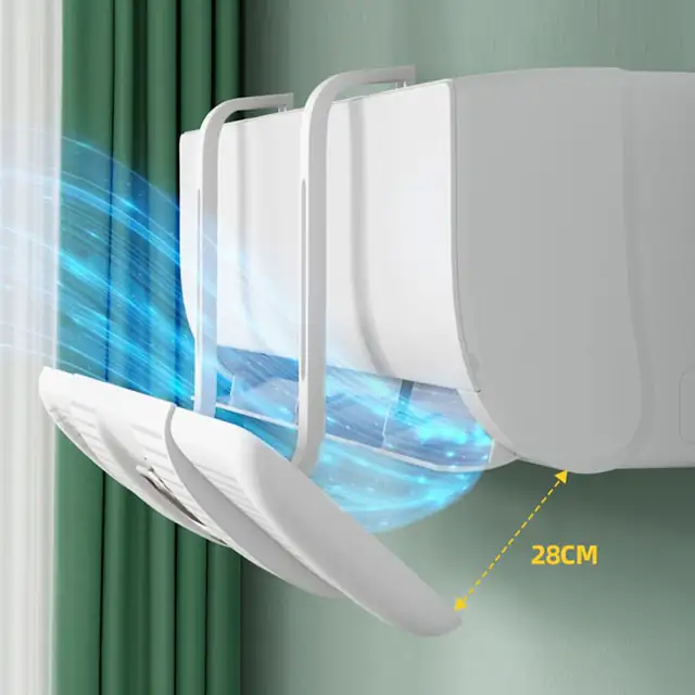 Deflector aer pentru aer conditionat, paravan anti-suflare, protejeaza impotriva suflarii directe, unghi reglabil si montaj prin agatare, alb, 28 cm, 1 buc