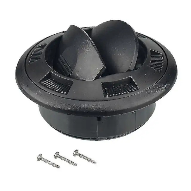Ventil/grila aer conditionat rotund universal pentru rulote, autobuze, barci si iahturi, cu grilaj hexagonal, din ABS, orificiu 75mm, diametru 100mm, suruburi ST2.9x13 incluse, negru, 1 buc
