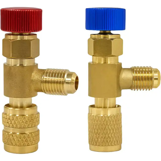 Set adaptoare aer conditionat 2 piese, rezistent, universal, alama nichelata, 4.5x2cm