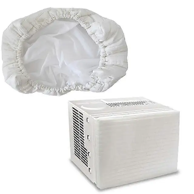 Husa/Protectie pentru aparat de aer conditionat, din poliester, cu izolatie dubla si blocare a curentilor de aer, cu elastic si snur reglabil, Bej, 1 buc, 70x50x7 cm