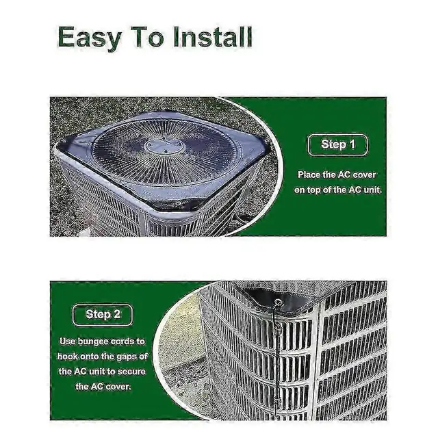 Husa pentru unitate externa aer conditionat universala, plasa din rasina, respirabila si rezistenta la coroziune, cu carlige elastice antivant si protectie la frunze si resturi, Negru, 81x81 cm, 1 buc