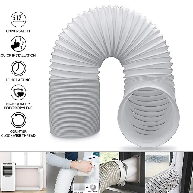 Furtun evacuare / tub evacuare aer conditionat portabil universal, telescopic si flexibil, ignifugat, rezistent la coroziune, diametru 13 cm, 1.5 m, alb, 1 buc