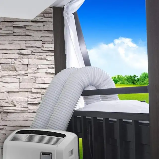 Etansare fereastra pentru aer conditionat portabil, universal, poliester gros captusit PU, impermeabil, izolare termica si protectie contra insectelor, Alb, 190 cm, 2 bucati