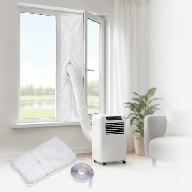 Kit ventilatie fereastra pentru aer conditionat portabil, 400cm, rezistent apa, 2 fermoare