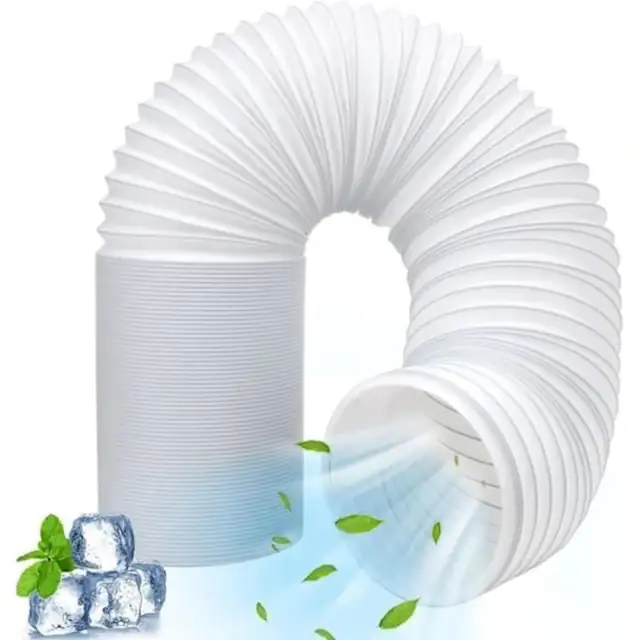 Furtun/teava evacuare aer A195, flexibil din polipropilena cu armatura din sarma metalica, rezistent la temperaturi -20°C/+90°C, universal pentru aer conditionat portabil, alb, 150mm, 1 buc