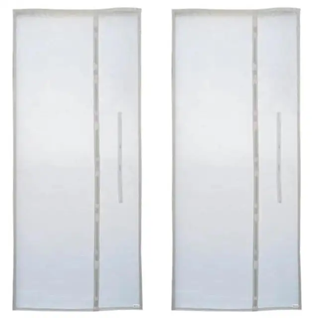 Set 2 bucati, husa de etansare geam pentru aparat de aer conditionat portabil, din Oxford, cu fermoar si banda autoadeziva, alb, 2 x 210 x 90 cm