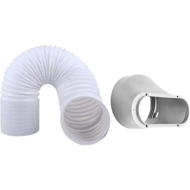 Set 2 piese, Furtun evacuare pentru aer conditionat, conducta extensibila cu adaptor plat 15 cm, diametru 15 cm, extensibil 1.5-2 m, material PP, alb/gri