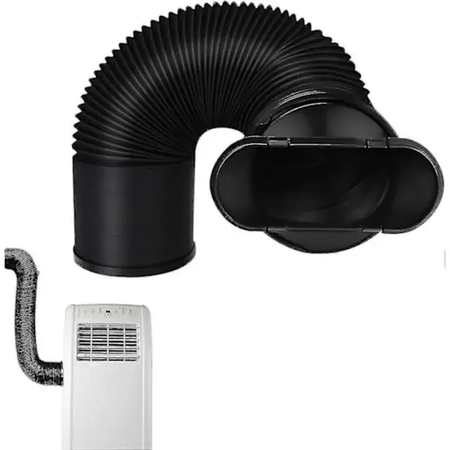 Furtun prelungire aer conditionat, furtun de evacuare compatibil cu aparate portabile, telescopic 22–150 cm (8.7–60 in), diametru 15 cm (5.9 in), ABS+PP, filet antiorar, negru, 1 buc