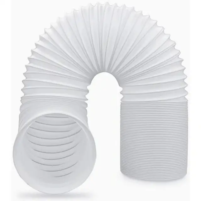 Furtun/tub evacuare aer conditionat portabil universal, flexibil din PVC si polipropilena cu sarma de otel, cu filet sens anti-orar, rezistent la caldura si abraziune, extensibil, alb, 200 cm, 1 buc