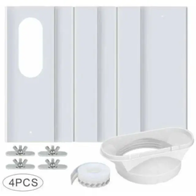 Kit fereastra aer conditionat portabil, panouri PVC alb, reglabil 43x15.5cm, set 4 bucati
