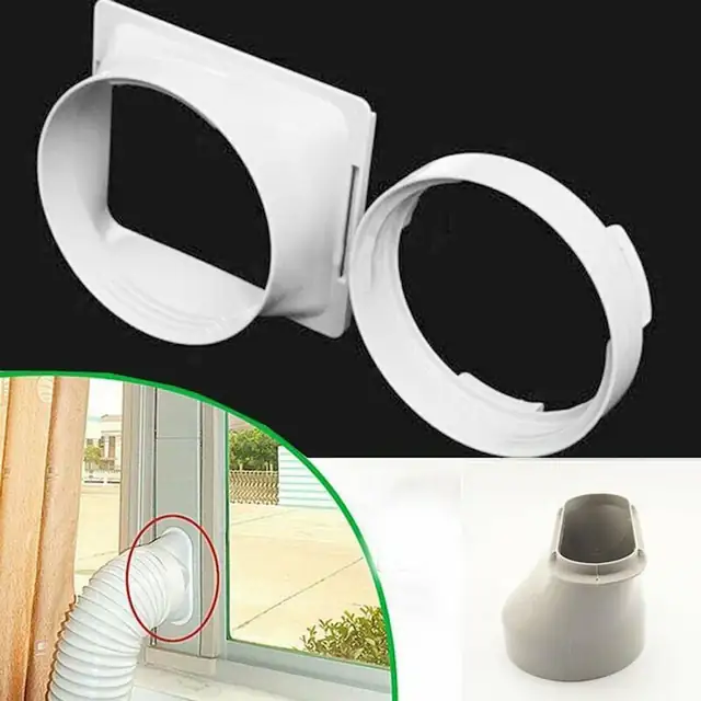 Racord/adaptor evacuare aer pentru aer conditionat portabil 150 mm, din ABS, interfata patrata pentru furtun 150 mm (6 inch), Alb, 1 buc