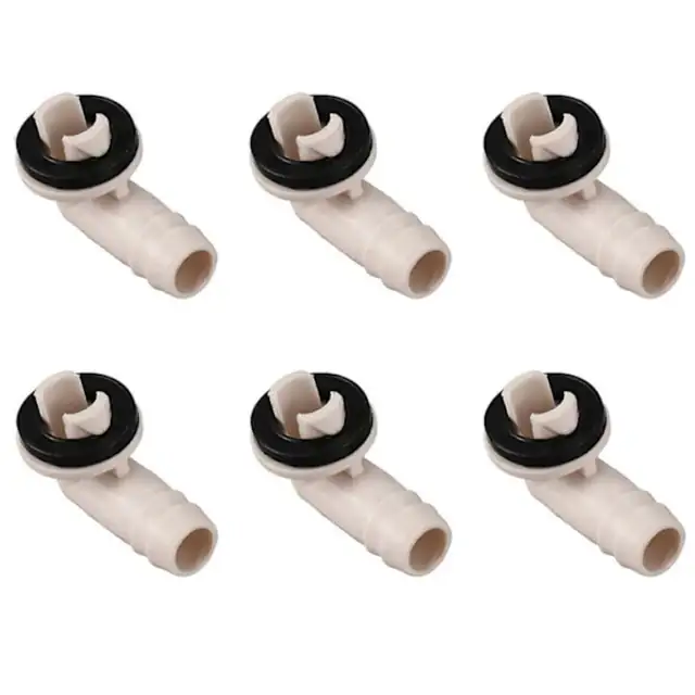 Conector cot / cot de scurgere pentru furtun de scurgere aer conditionat, cu inel din cauciuc, compatibil cu unitati si aparate AC de fereastra, alb/gri, 6 bucati