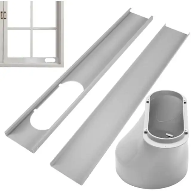 Kit etansare pentru aer conditionat portabil, adaptor evacuare, diametru furtun 15 cm, lungime reglabila pana la 110 cm, material ABS durabil, alb, 1 set