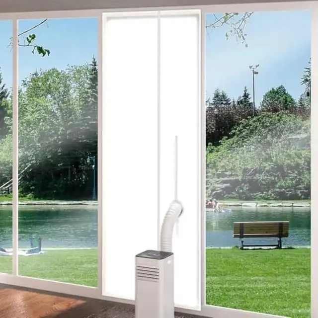 Garnitura usa/etansare pentru aer conditionat mobil, cu fermoar, pentru montaj pe usi de balcon, alb, 90 x 210 cm