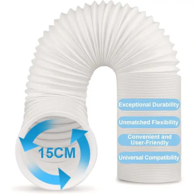 Furtun evacuare aer conditionat portabil / tub flexibil PVC, diametru 15 cm, compatibil universal, alb, 1 buc