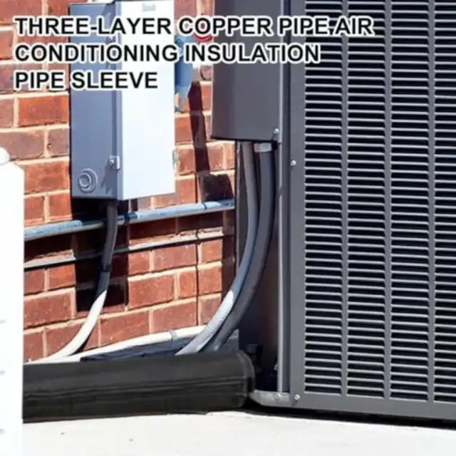 Manson izolare conducte aer conditionat 3-strat, cu folie de aluminiu izolanta, rezistent la intemperii si la raze UV, instalare fara scule, Negru, 1 buc