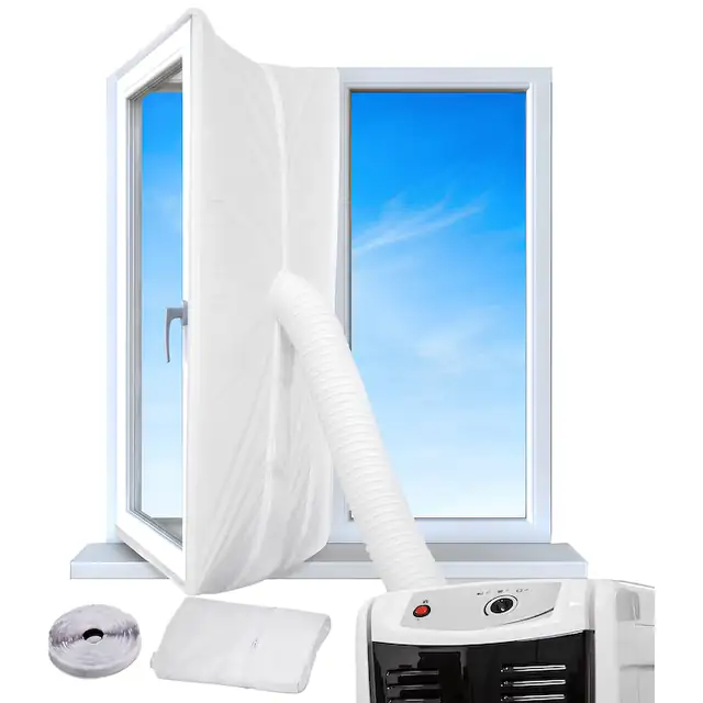 Kit Etansare Fereastra pentru Aer Conditionat Mobil, Garnitura Universala pentru Geam, cu Fermoar, Impermeabila, Rezistenta UV, 400 cm, Alb