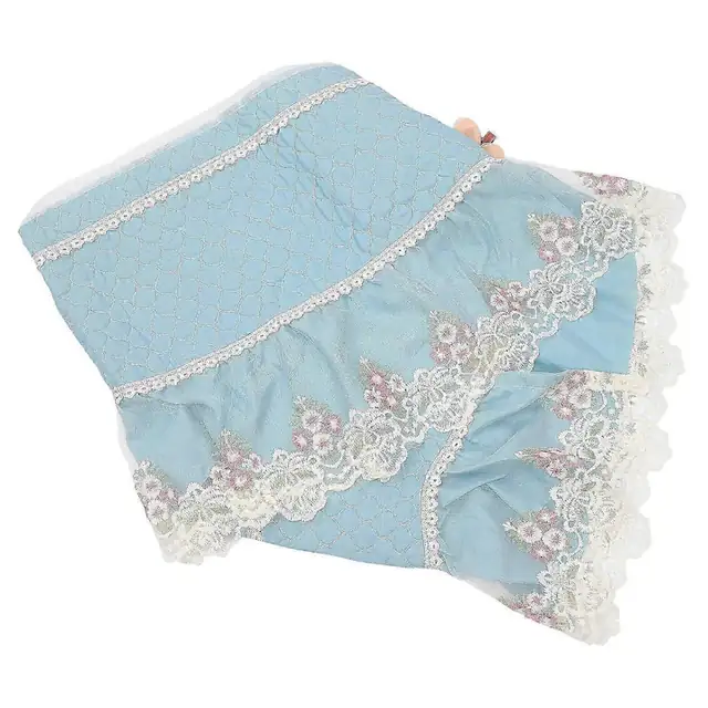 Husa lavabila pentru aer conditionat, dantela, model floral, verde deschis, 92x19x30cm