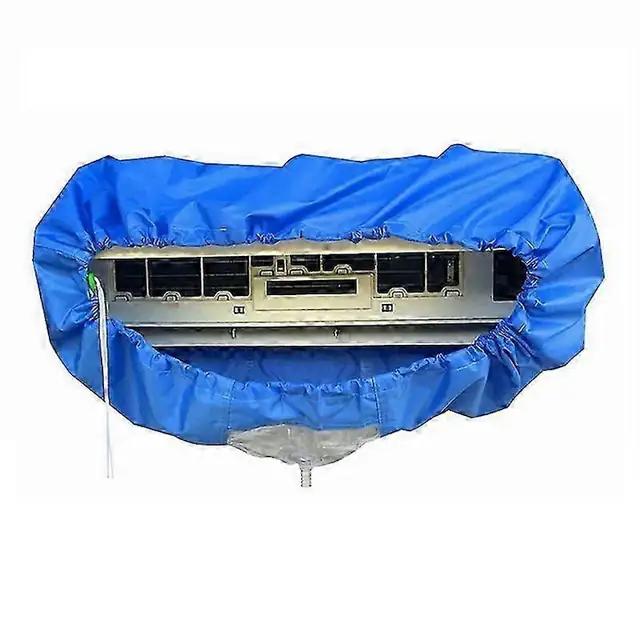 Husa de curatare/cover pentru aer conditionat universala, strat dublu impermeabil cu acoperire PVC si banda de etansare PU, furtun PVC moale 2.8m cu orificiu evacuare 20mm, albastru, 1 set