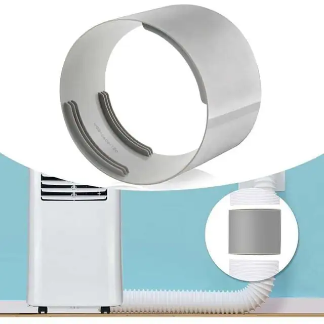 Adaptor tub evacuare pentru aer conditionat, conector universal, din PVC flexibil, cu filet mobil, Alb/Gri, 130 mm