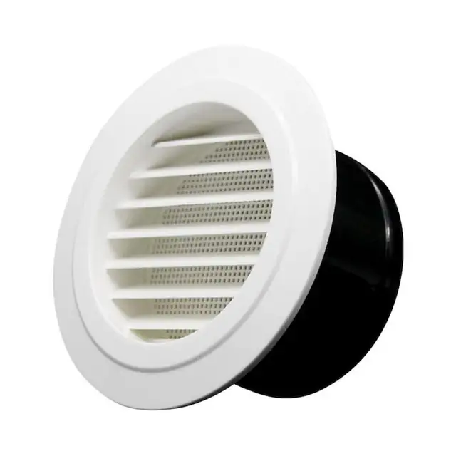Grila de evacuare / ventil de aer 75 mm pentru sisteme de aer conditionat central, din ABS, cu grila de protectie si tub detasabil pentru curatare, alb/negru