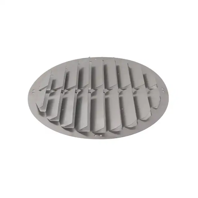 Deflector/paravan aer exterior pentru aer conditionat rotund 48 cm, otel inoxidabil, redirectioneaza aerul cald, montaj fara scule cu bride, argintiu, 1 buc