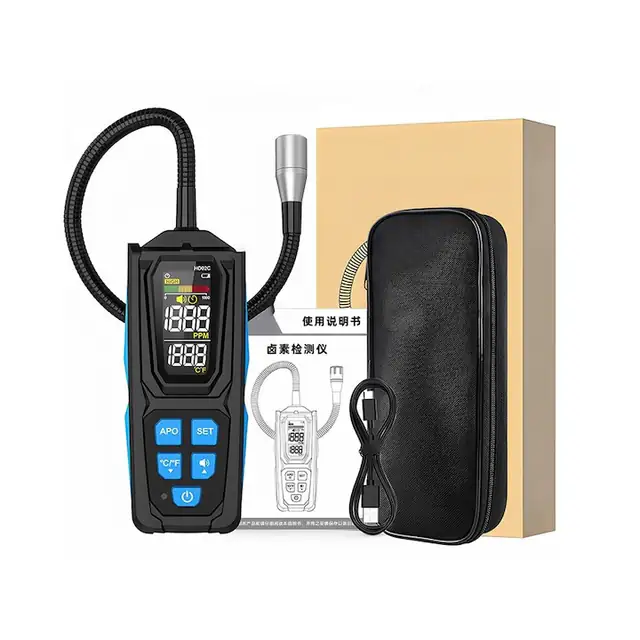 Detector scurgeri fluor si halogen pentru aer conditionat, senzor precis, furtun flexibil, negru
