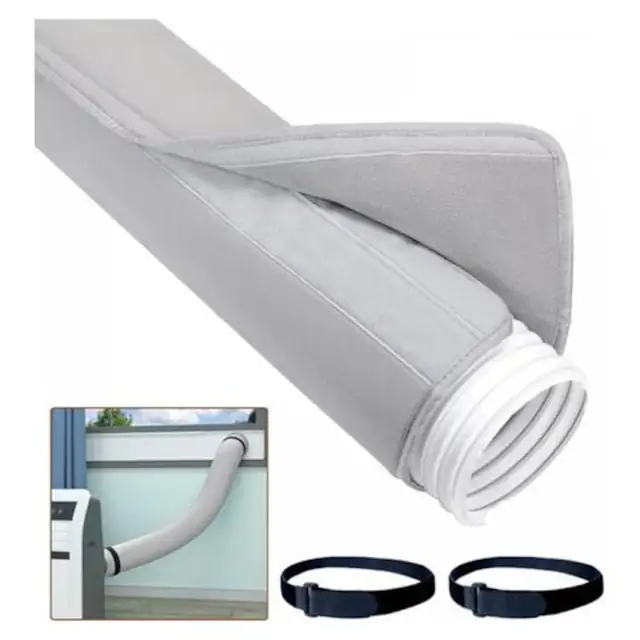 Manson/husa protectie pentru furtun aer conditionat, izolare termica 3 straturi (acrilic, bumbac, spuma EVA), compatibil cu furtun 5"/5.9" (universal), gri, 150x53 cm