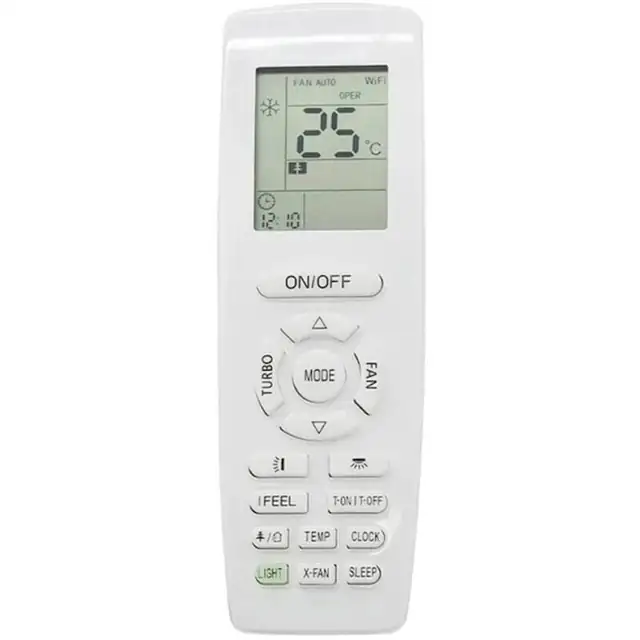 Telecomanda pentru aer conditionat / remote YAP1F, functii incalzire si racire, alimentare 2 baterii AA, compatibil GREE, ABS, alb, 1 buc