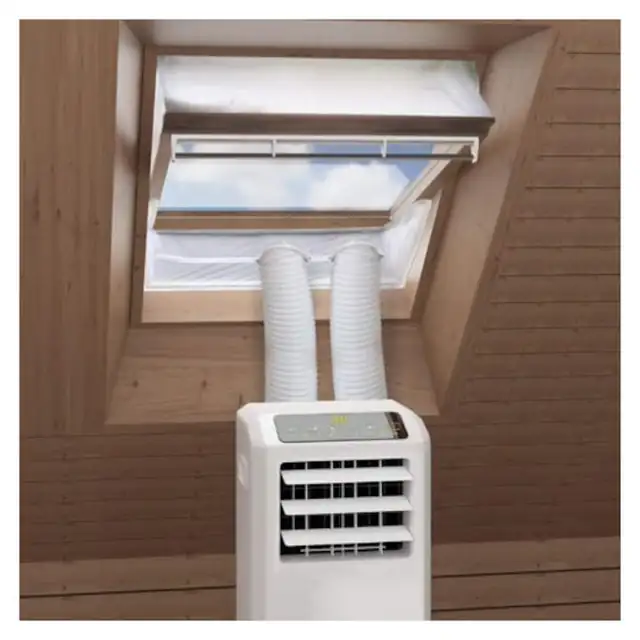Set 2 bucati, prelata de izolare pentru fereastra pivotanta pentru climatizor mobil si uscator, blocheaza aerul cald, instalare fara gaurire, alb, 2 x 230 cm, perimetru compatibil 381-460 cm